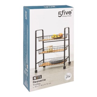 Μεταλλικό Τρόλεϊ Κουζίνας με 3 Ξύλινα Ράφια 52 x 39 x 70 cm 5Five S... Μεταλλικό Τρόλεϊ Κουζίνας με 3 Ξύλινα Ράφια 52 x 39 x 70 cm 5Five S...