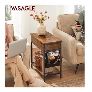 Μεταλλικό Βοηθητικό Τραπέζι με 2 Πρίζες και 2 Θύρες USB 60 x 31.5 x...