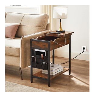 Μεταλλικό Βοηθητικό Τραπέζι με 2 Πρίζες και 2 Θύρες USB 60 x 31.5 x...