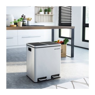 Μεταλλικός Διπλός Κάδος Απορριμμάτων από Ανοξείδωτο Ατσάλι με 2 Πεν... Μεταλλικός Διπλός Κάδος Απορριμμάτων από Ανοξείδωτο Ατσάλι με 2 Πεν...