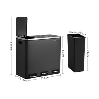 Μεταλλικός Τριπλός Κάδος Απορριμμάτων από Ανοξείδωτο Ατσάλι με 3 Πε... Μεταλλικός Τριπλός Κάδος Απορριμμάτων από Ανοξείδωτο Ατσάλι με 3 Πε...