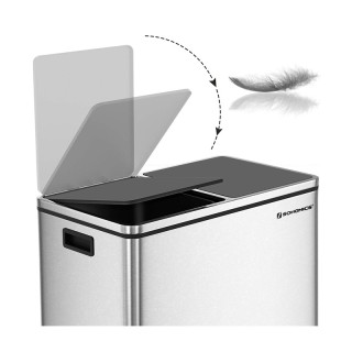 Μεταλλικός Διπλός Κάδος Απορριμμάτων από Ανοξείδωτο Ατσάλι με 2 Πεν...