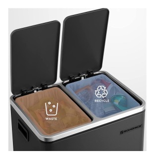 Μεταλλικός Διπλός Κάδος Απορριμμάτων από Ατσάλι με 2 Πεντάλ και Σύσ...