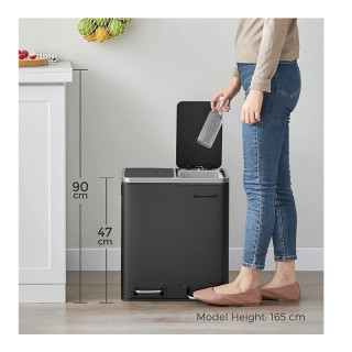 Μεταλλικός Διπλός Κάδος Απορριμμάτων από Ατσάλι με 2 Πεντάλ και Σύσ...