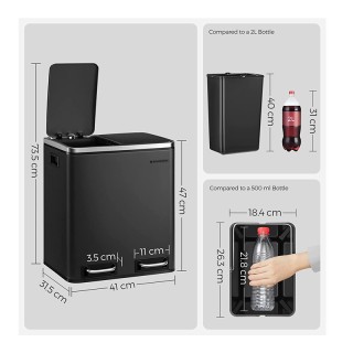 Μεταλλικός Διπλός Κάδος Απορριμμάτων από Ατσάλι με 2 Πεντάλ και Σύσ...