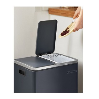 Μεταλλικός Διπλός Κάδος Απορριμμάτων από Ατσάλι με 2 Πεντάλ και Σύσ...