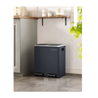 Μεταλλικός Διπλός Κάδος Απορριμμάτων από Ατσάλι με 2 Πεντάλ και Σύσ...