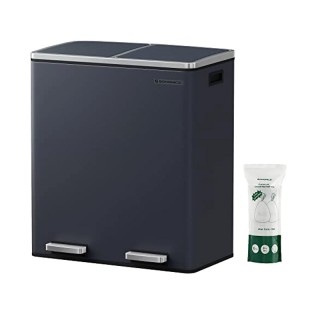 Μεταλλικός Διπλός Κάδος Απορριμμάτων από Ατσάλι με 2 Πεντάλ και Σύσ...