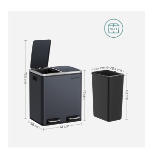 Μεταλλικός Διπλός Κάδος Απορριμμάτων από Ατσάλι με 2 Πεντάλ και Σύσ...