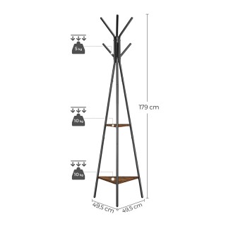 Μεταλλικός Καλόγερος με 2 Ξύλινα Ράφια 49.5 x 49.5 x 179 cm VASAGLE...