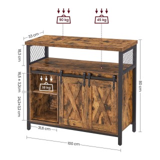 Μεταλλικός Μπουφές 100 x 33 x 80 cm VASAGLE LSC092B01