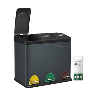 Μεταλλικός Τριπλός Κάδος Απορριμμάτων από Ανοξείδωτο Ατσάλι με 3 Πε... Μεταλλικός Τριπλός Κάδος Απορριμμάτων από Ανοξείδωτο Ατσάλι με 3 Πε...