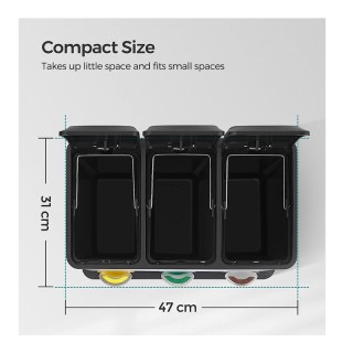 Μεταλλικός Τριπλός Κάδος Απορριμμάτων από Ανοξείδωτο Ατσάλι με 3 Πε...