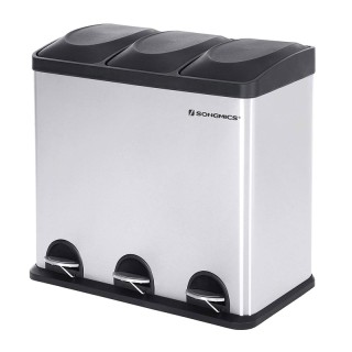 Μεταλλικός Τριπλός Κάδος Απορριμμάτων από Ανοξείδωτο Ατσάλι με 3 Πε... Μεταλλικός Τριπλός Κάδος Απορριμμάτων από Ανοξείδωτο Ατσάλι με 3 Πε...