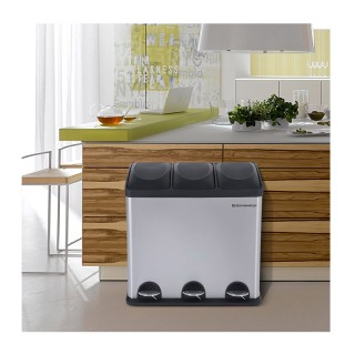 Μεταλλικός Τριπλός Κάδος Απορριμμάτων από Ανοξείδωτο Ατσάλι με 3 Πε... Μεταλλικός Τριπλός Κάδος Απορριμμάτων από Ανοξείδωτο Ατσάλι με 3 Πε...