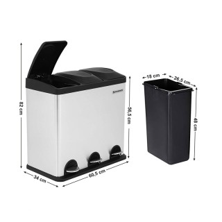 Μεταλλικός Τριπλός Κάδος Απορριμμάτων από Ανοξείδωτο Ατσάλι με 3 Πε... Μεταλλικός Τριπλός Κάδος Απορριμμάτων από Ανοξείδωτο Ατσάλι με 3 Πε...