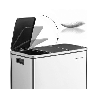 Μεταλλικός Τριπλός Κάδος Απορριμμάτων από Ανοξείδωτο Ατσάλι με 3 Πε...