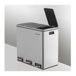 Μεταλλικός Τριπλός Κάδος Απορριμμάτων από Ανοξείδωτο Ατσάλι με 3 Πε... Μεταλλικός Τριπλός Κάδος Απορριμμάτων από Ανοξείδωτο Ατσάλι με 3 Πε...