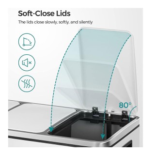 Μεταλλικός Τριπλός Κάδος Απορριμμάτων από Ανοξείδωτο Ατσάλι με 3 Πε...