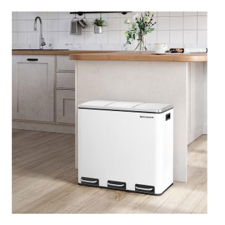 Μεταλλικός Τριπλός Κάδος Απορριμμάτων από Ανοξείδωτο Ατσάλι με 3 Πε... Μεταλλικός Τριπλός Κάδος Απορριμμάτων από Ανοξείδωτο Ατσάλι με 3 Πε...