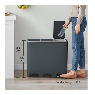 Μεταλλικός Τριπλός Κάδος Απορριμμάτων από Ανοξείδωτο Ατσάλι με 3 Πε... Μεταλλικός Τριπλός Κάδος Απορριμμάτων από Ανοξείδωτο Ατσάλι με 3 Πε...