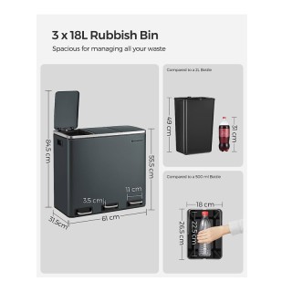 Μεταλλικός Τριπλός Κάδος Απορριμμάτων από Ανοξείδωτο Ατσάλι με 3 Πε... Μεταλλικός Τριπλός Κάδος Απορριμμάτων από Ανοξείδωτο Ατσάλι με 3 Πε...