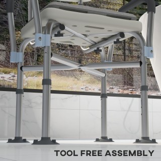 HOMCOM Καρέκλα ντους με ρυθμιζόμενο ύψος με μπράτσα και αφαιρούμενο...