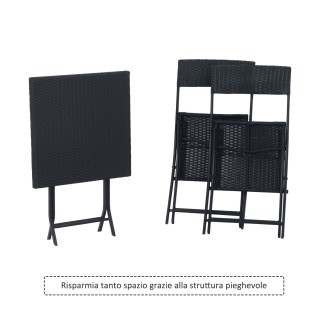Outsunny Rattan Σετ Έπιπλα Κήπου 1 Τραπεζάκι σαλονιού και 2 Πτυσσόμ...