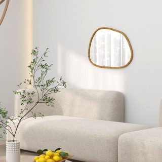 HOMCOM Μοντέρνος καθρέφτης τοίχου με ακανόνιστες άκρες και ξύλινο σ... HOMCOM Μοντέρνος καθρέφτης τοίχου με ακανόνιστες άκρες και ξύλινο σ...