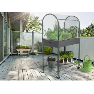 Mini Μεταλλικό Θερμοκήπιο με 2 Ρόδες 80 x 43 x 132 cm Χρώματος Γκρι...