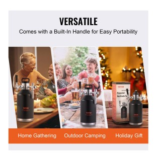 Μίνι Βαρέλι Διανομής Μπύρας από Ανοξείδωτο Ατσάλι με Ρύθμιση Πίεσης...