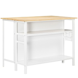 HOMCOM Kitchen Island με πτυσσόμενο πάγκο και 2 ράφια από ξύλο και ... HOMCOM Kitchen Island με πτυσσόμενο πάγκο και 2 ράφια από ξύλο και ...