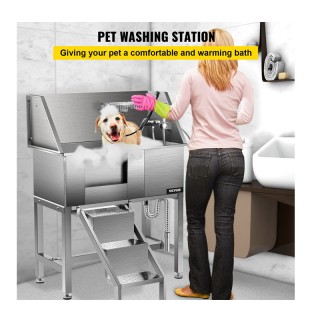 Μπανιέρα Περιποίησης Σκύλων από Ανοξείδωτο Ατσάλι 86.8 x 46.7 x 110...
