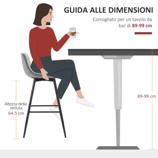 HOMCOM Σετ 2 σκαμπό μπαρ Καρέκλες με ταπετσαρία Nordic Style Γκρι β...