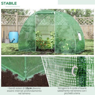 Θερμοκήπιο Outsunny Tunnel με Roll-up Door and Windows, PE Cover an...