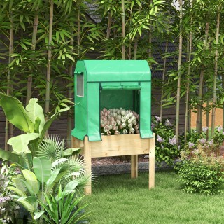 Outsunny υπερυψωμένο κρεβάτι κήπου με πράσινο κάλυμμα PE και ξύλινη... Outsunny υπερυψωμένο κρεβάτι κήπου με πράσινο κάλυμμα PE και ξύλινη...