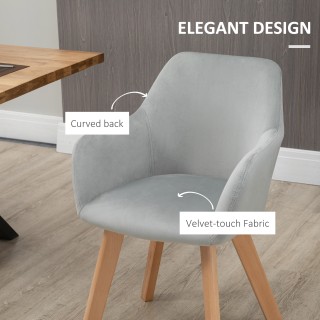 HOMCOM Σετ 2 καρέκλες τραπεζαρίας με επένδυση από βελούδο με μπράτσ...