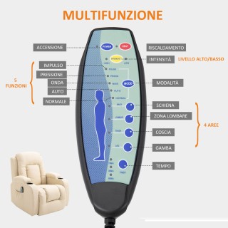 Ανακλινόμενη καρέκλα μασάζ HOMCOM 8 σημείων με ποτηροθήκη και τηλεχ...