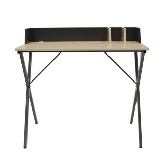 Μεταλλικό Γραφείο με Ξύλινη Επιφάνεια 90 x 50 x 84 cm Χρώματος Μαύρ...