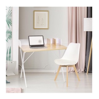 Μεταλλικό Γραφείο με Ξύλινη Επιφάνεια 90 x 50 x 84 cm Χρώματος Λευκ... Μεταλλικό Γραφείο με Ξύλινη Επιφάνεια 90 x 50 x 84 cm Χρώματος Λευκ...