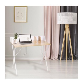 Μεταλλικό Γραφείο με Ξύλινη Επιφάνεια 90 x 50 x 84 cm Χρώματος Λευκ... Μεταλλικό Γραφείο με Ξύλινη Επιφάνεια 90 x 50 x 84 cm Χρώματος Λευκ...
