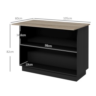 HOMCOM Kitchen Island με 2 ανοιχτά ράφια και 2 ντουλάπια, σε MDF, 1...