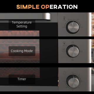 Ηλεκτρικός φούρνος HOMCOM 30L με 3 λειτουργίες μαγειρέματος, ρυθμιζ... Ηλεκτρικός φούρνος HOMCOM 30L με 3 λειτουργίες μαγειρέματος, ρυθμιζ...