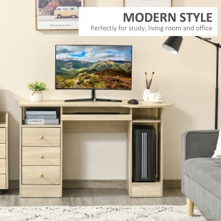 Γραφείο Η/Υ γραφείου HOMCOM με ράφια, συρτάρια και ξύλινο ράφι για ...