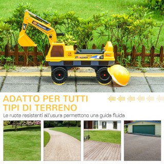 HOMCOM 2 σε 1 μπουλντόζα Παιχνίδι με εκσκαφέα και δάγκωμα, κρυφό δι...