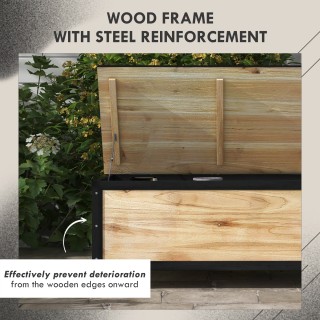 Πάγκος αποθήκευσης Outsunny 121L με 4 τροχίσκους και λαβές από ξύλο... Πάγκος αποθήκευσης Outsunny 121L με 4 τροχίσκους και λαβές από ξύλο...