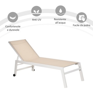 Ξαπλώστρα με ανακλινόμενη πλάτη, από αλουμίνιο και ύφασμα, 169x65x1... Ξαπλώστρα με ανακλινόμενη πλάτη, από αλουμίνιο και ύφασμα, 169x65x1...