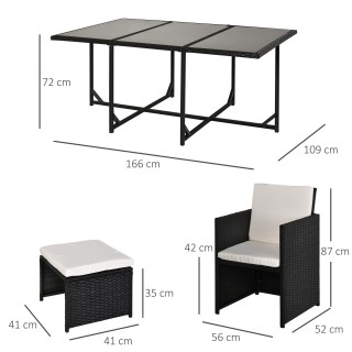 Outsunny Σετ 11 τμχ Έπιπλα κήπου από ρατάν εξωτερικού χώρου με τραπ...