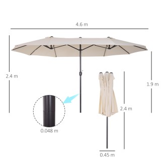 Outsunny Outdoor Double Canopy Parasol, Anti UV 460 x 270 x 240, Μπ...