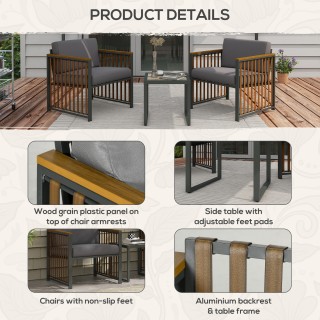 Outsunny σετ κήπου 3 τεμαχίων από μπαστούνι και ατσάλι με 2 καρέκλε... Outsunny σετ κήπου 3 τεμαχίων από μπαστούνι και ατσάλι με 2 καρέκλε...